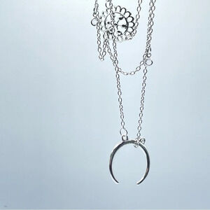 Crescent moon multilayered necklace